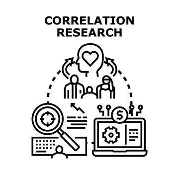 Correlation research concept exploring human data and analysis Stock Illustration
