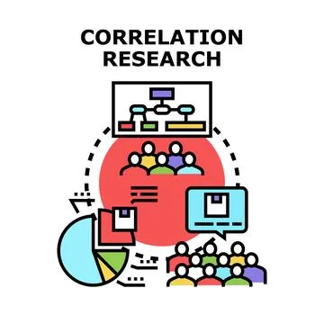 Correlation research process, data analysis, and communication Stockillustratie