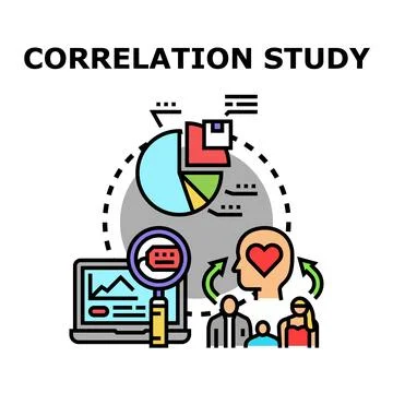Correlation study analyzing data and human behavior connection Stock Illustration