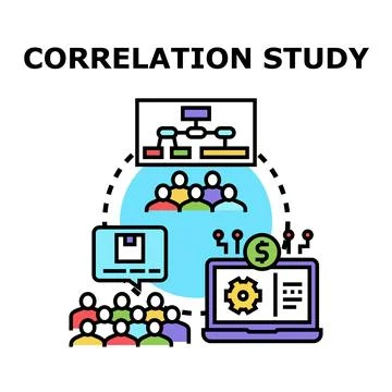 Correlation study analyzing data and business processes Stock Illustration