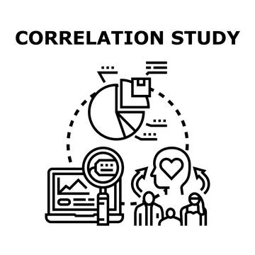 Correlation study analyzing data and human behavior connection Stock Illustration