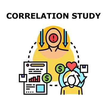 Correlation study analyzing human data and financial impact Stock Illustration