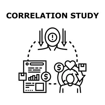 Correlation study analyzing human data and financial impact Stock Illustration