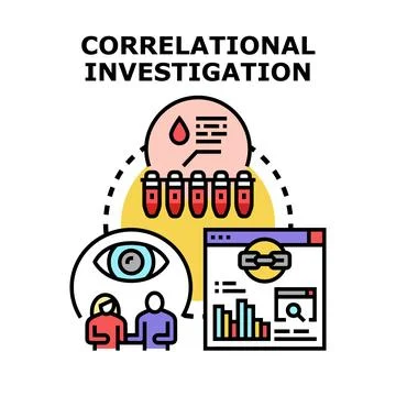Correlational investigation method analyzing research data and observation 库存插图