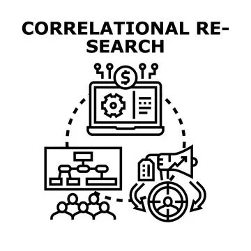 Correlational research concept vector illustration depicting data analysis, r Stock Illustration
