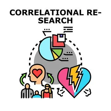Correlational research studying human behavior and relationships Illustrazione stock