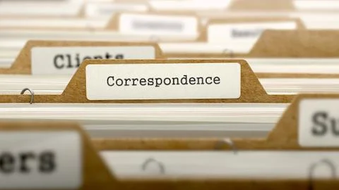 Correspondence Concept with Word on Folder Stock Illustration