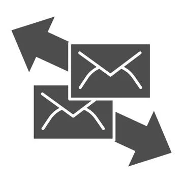 Correspondence with direction arrows solid icon. Send and receive letters symbol Stock Illustration