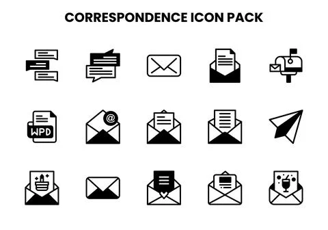 Correspondence DuoTone Graphics Icons Pack Stock Illustration