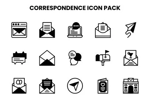 Correspondence DuoTone Set Icons Pack Stock Illustration