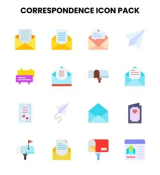 Correspondence Flat SVG Icons Pack Stock Illustration