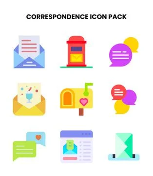Correspondence Flat UI Icons Pack Stock Illustration