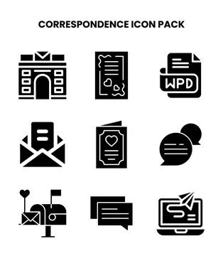 Correspondence Glyph Design Icons Pack Illustrazione stock