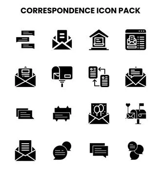 Correspondence Glyph Graphics Icons Pack Stock Illustration