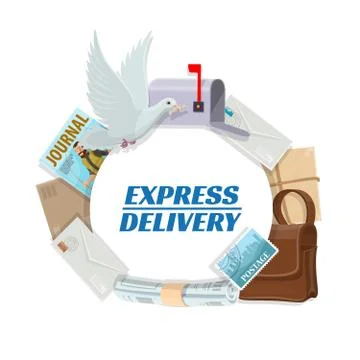 Correspondence letters, mail post express delivery Illustration