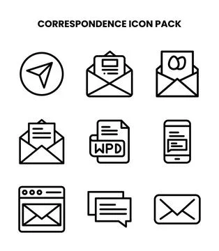 Correspondence Line Vector Icons Pack Stock Illustration