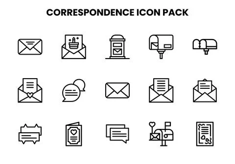 Correspondence Line Vector Icons Pack Stock Illustration