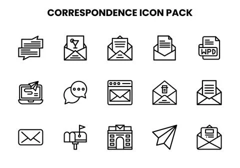 Correspondence Line Vector Icons Pack Stock Illustration