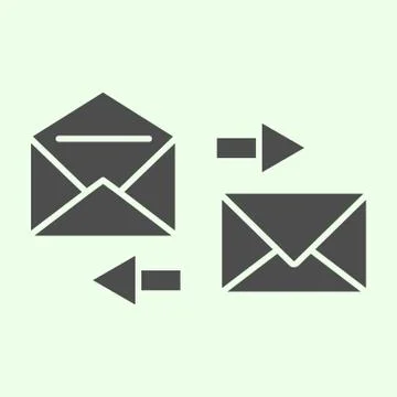 Correspondence solid icon. Mail exchange glyph style pictogram on white Illustrazione stock