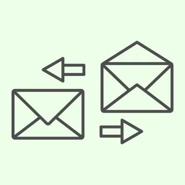 Correspondence thin line icon. Mail exchange outline style pictogram on white Stock Illustration