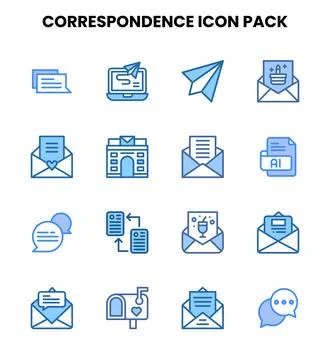 Correspondence Two Colour UI Icons Pack Illustrazione stock