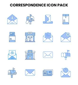 Correspondence Two Colour Vector Icons Pack Stockillustratie