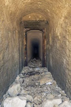 Corridor of an abandoned second world war bunker in Croatia Stock Photos