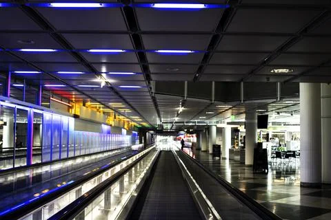 Corridor in an airport Stock Photos