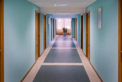 The corridor with blue walls Stock Photos