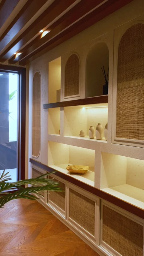 Corridor in a chic expensive private villa in Dubai Stock Footage 280299011