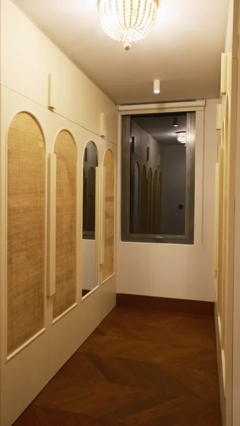 Corridor in a chic expensive private villa in Dubai Stock Footage 308350905