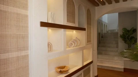 Corridor in a chic expensive private villa in Dubai Stock Footage 310732451