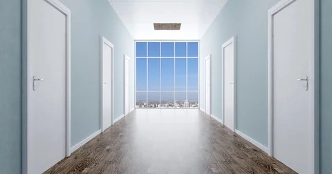 Corridor with closed doors Video stock 75793913