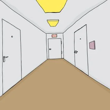 Corridor with closed doors Stock Illustration