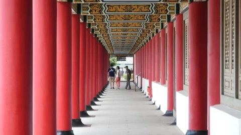 Corridor of A Confucius Temple Complex. Shot in 4K Stock Footage 120157193