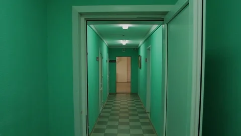 Corridor with green walls Stock Footage 91779615