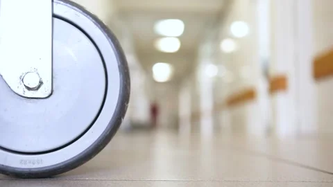 Corridor in hospital blurred background, go doctors down the hall in hospital Stock Footage 150863161
