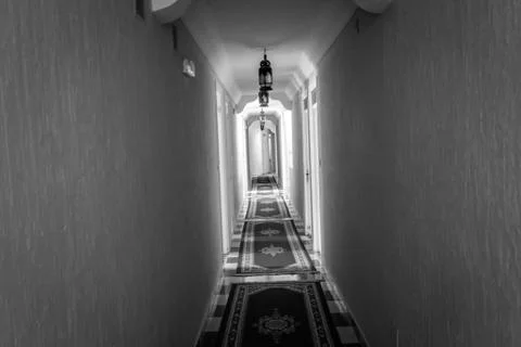 A corridor in a hotel Stock Photos