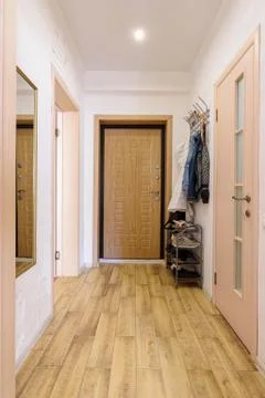 Corridor interior in a small one-room apartment in an apartment building Stock Photos