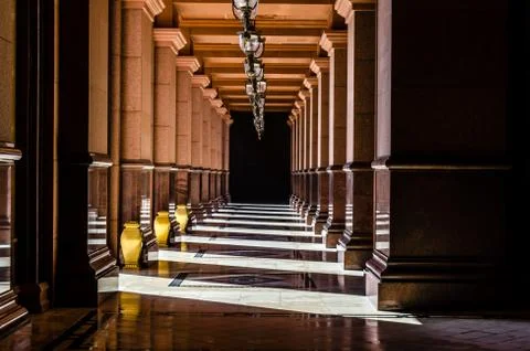 Corridor with light and reflection Stock Photos