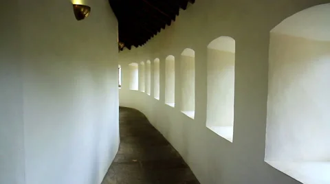 Corridor of a medieval castle. Stock Footage 52930950