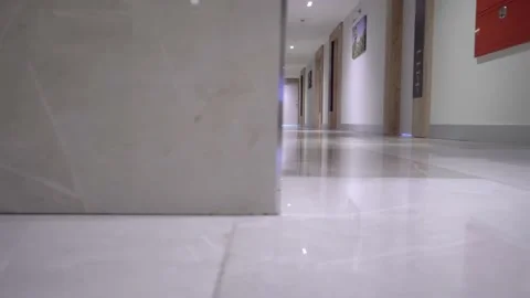 Corridor of modern hotel. Point of view - I'm walking down corridor of hotel. Stock Footage 171608050