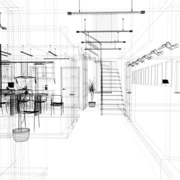 Corridor in modern office Stock Illustration