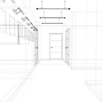 Corridor in modern office Stock Illustration