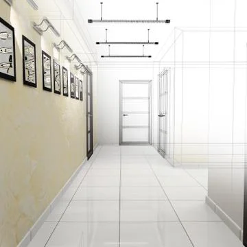 Corridor in modern office Stock Illustration