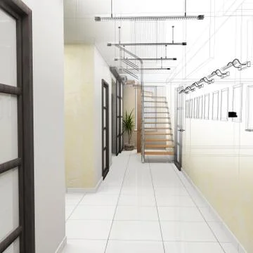 Corridor in modern office Stock Illustration