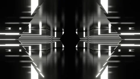 Corridor with Moving White Neon Light Background VJ Loop in 4K Stock Footage 269036436