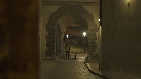 A Corridor in Prague at Night Stock Footage 59520835