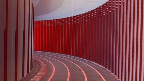 Corridor Red Animation Stock Footage 71389074