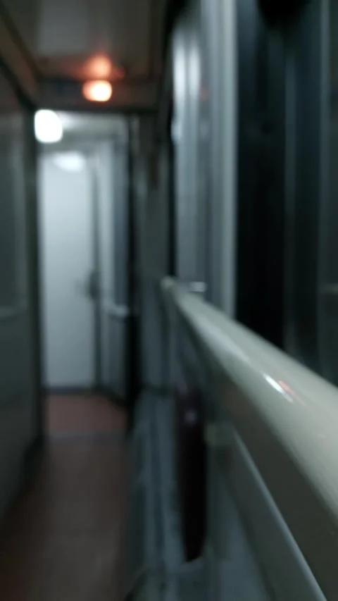 Corridor of a Russian Railways train car out of focus Stock Footage 264427617